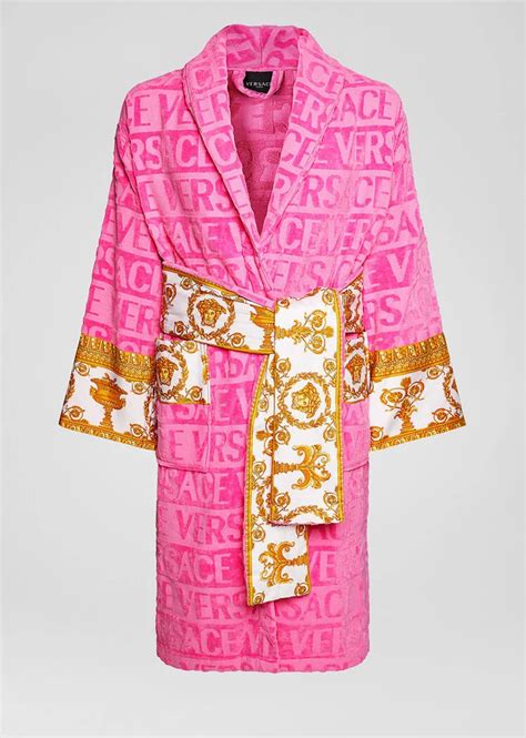 versace pajama set|versace robe women's pink.